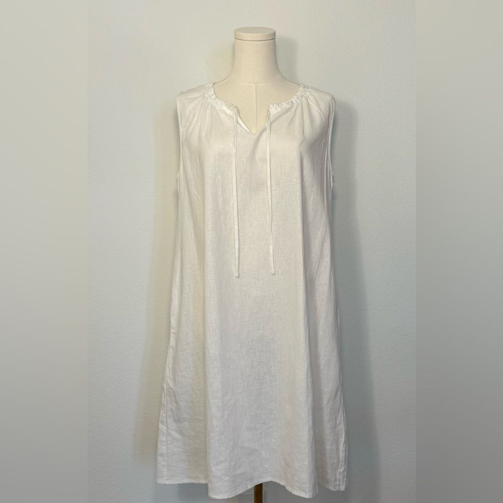 NWT Saks Fifth Avenue White Linen Cotton Dress Women’s Size Small